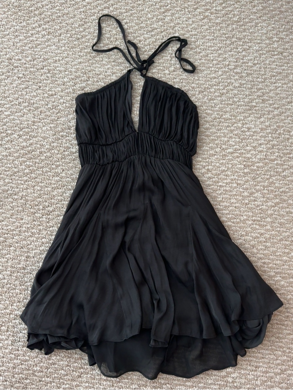 Do+Be Black Satin Halter Mini Dress